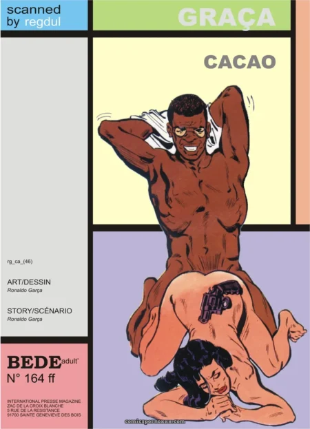 Cacao musclé baise violemment une femme à quatre pattes avec pistolet sur le dos, couverture BEDE N°164