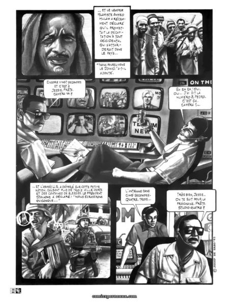 Une femme avec couteau en bouche, soldats en uniforme et sexe explicite dans Chasse Garde, scènes intenses et violentes.