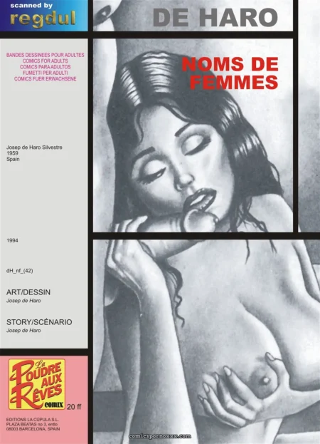 Femme nue caressant son sein, téton visible, yeux clos, Noms De Femmes de Josep de Haro, érotisme explicite